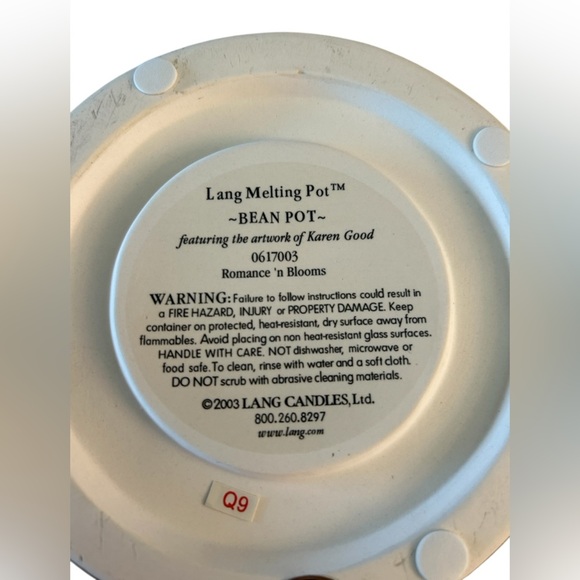 Lang Candles Melting Bean Pot Candle Warmer - "Romance 'n Blooms” - Never Used! - Picture 13 of 15